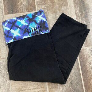 PINK VS Crop Leggings, Black Crop Leggings, PINK Leggings - Size S